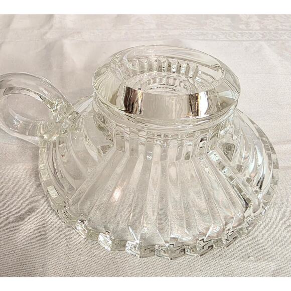 Vintage Depression Glass Finger Loop Taper Candleholder Chamber Stick - Picture 1 of 5